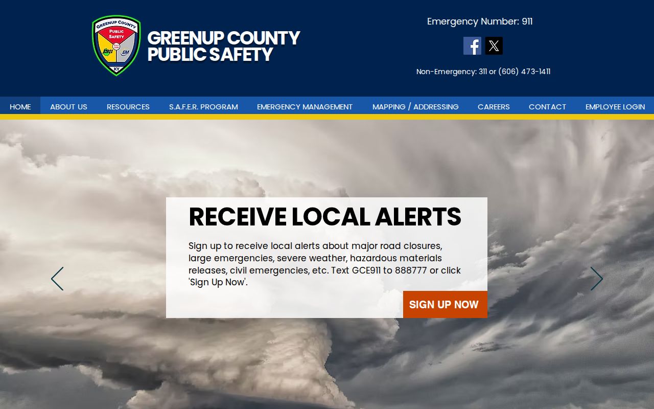 Greenup County Public Safety emergency and text alert interface